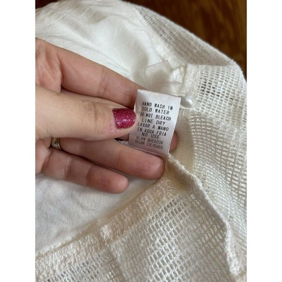 ENTRO White Blouse Eyelet Neckline Thin Boho Fairy Blouse Sz S NWOT - Picture 11 of 11